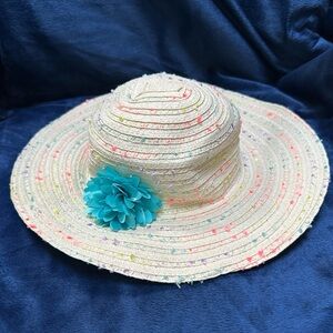 Gymboree Cream and Blue Sun Hat with Floppy Brim